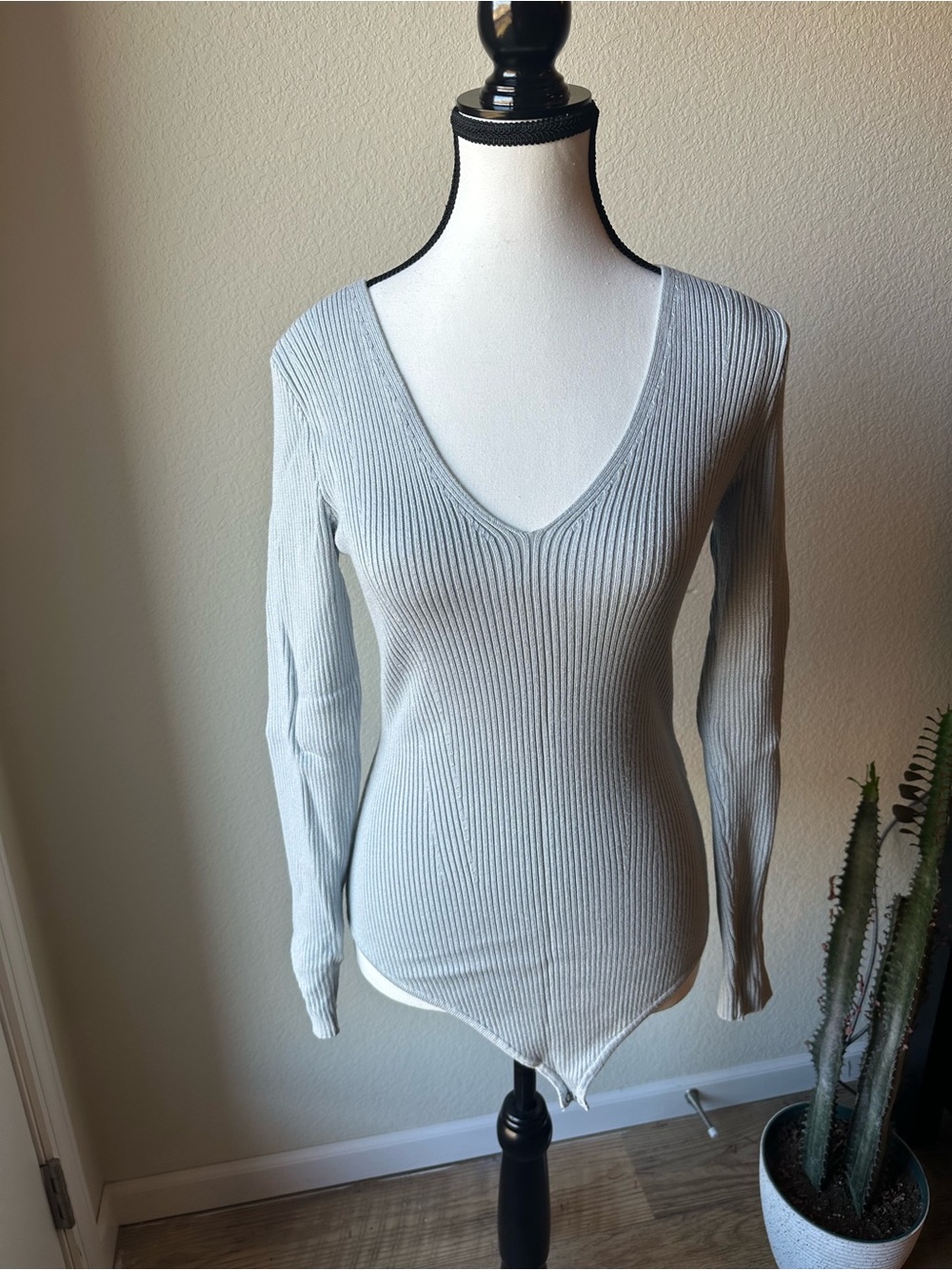 Abercrombie & Fitch Light Blue Ribbed Bodysuit